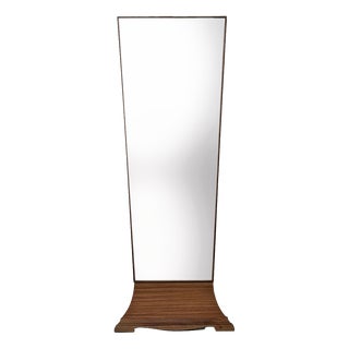 Mid-Century Modern Italian Floor-Standing Mirror with Wooden Frame, 1960s For Sale