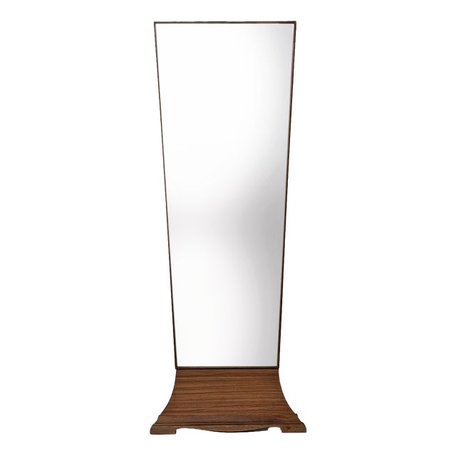 Mid-Century Modern Italian Floor-Standing Mirror with Wooden Frame, 1960s For Sale