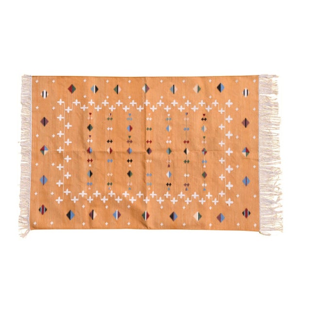 Boho Chic Dandelion Rug, 6x9, Mustard & White For Sale - Image 3 of 3