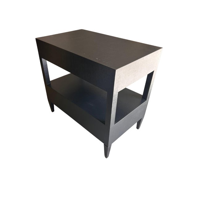 2020s Made Goods Conrad Nightstand in Black Faux Raffia With Brass Pulls For Sale - Image 5 of 7