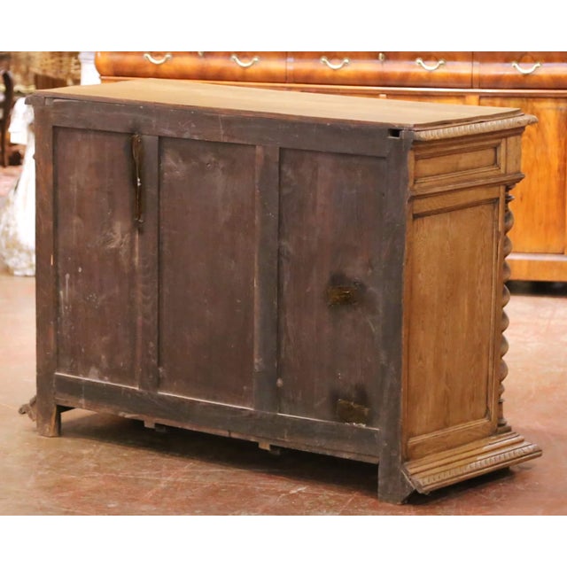 19th Century French Henri II Bleached Oak Buffet With Carved Harvest Motifs For Sale - Image 17 of 17
