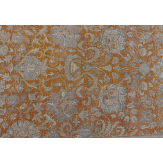 Antique Indian Amritsar Rug in Light Orange/Saffron, Pink, Light Blue & Green 9'10 X 13'3 For Sale - Image 13 of 17