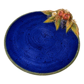 Large Decorative Glazed Ceramic Platter by Laurence Saint-Amour, 1950s For Sale