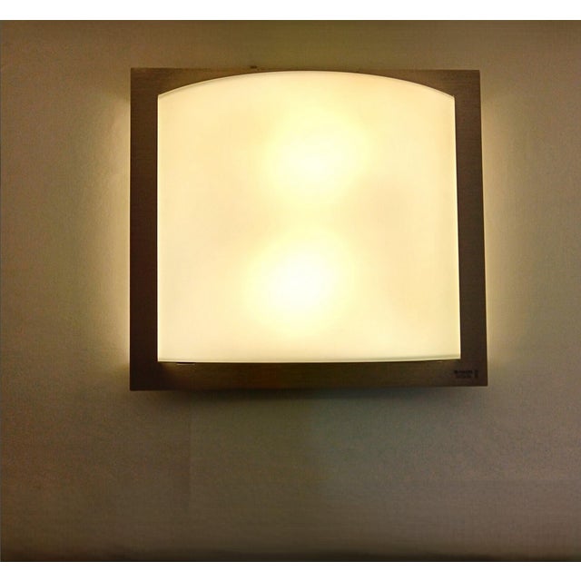 1990s Mid-Century Modern Minimalist Architectural Murano Opaline Glass Wall Light, Ruggiu-Italy, 1990s For Sale - Image 5 of 11