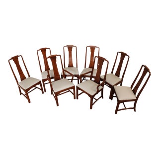 Ethan Allen Solid Cherry Wood Frame Set Of Eight Dining Chairs For Sale