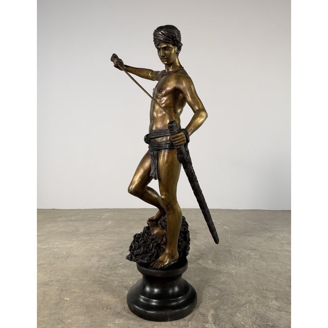 David and Goliath Bronze Sculpture, After Antonin Mercié - 38” Tall, Classical Figure For Sale - Image 12 of 16