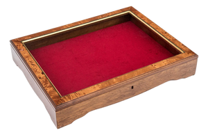 Vintage Tabletop Burl Wood and Glass Keyed Collector’s Display Box