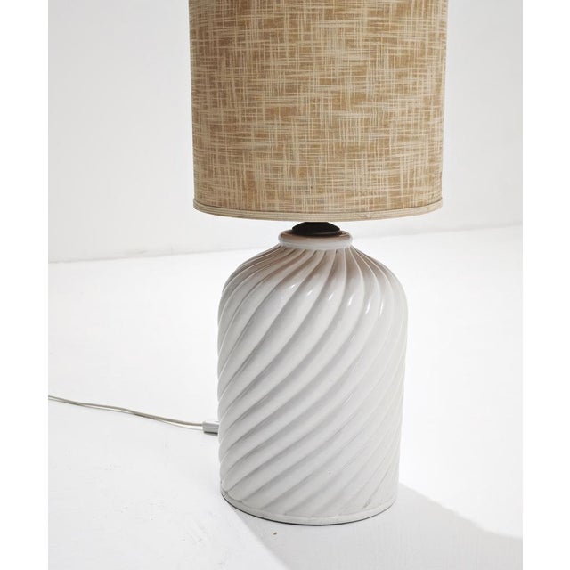 Large White Ceramic Table Lamp, Italy, 1970s For Sale - Image 9 of 16