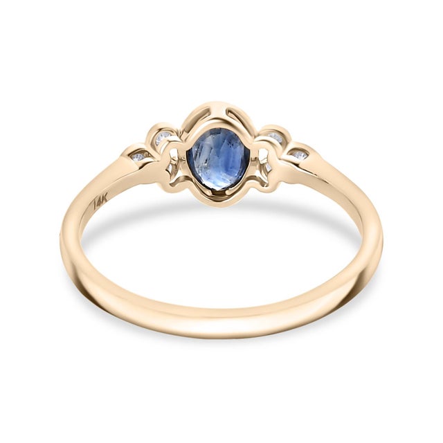 Not Yet Made - Made To Order Oval Cut Blue Sapphire and Diamond 14k Gold Ring Size 6.5 For Sale - Image 5 of 12