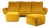 Three-Seater Sofa and Poufs in Yellow Velvet1970, Set of 3 For Sale