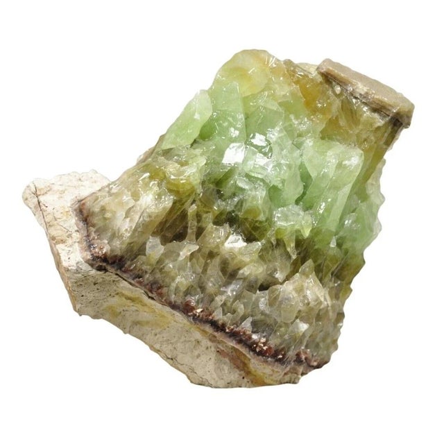 Large Green Calcite Quartz Mineral Geode Specimen Sculpture by Brenda Houston. Item features remarkable green calcite...
