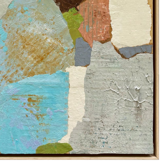 2020s Contemporary Abstract "Blue Stream" Layered Paper Collage, Framed For Sale - Image 5 of 6