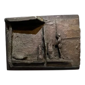 Midcentury, 1961, Bronze Plaque, Mounted on Wood