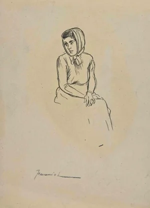 Pierre Georges Jeanniot, The Young Girl, Pencil Drawing, Early 20th-Century