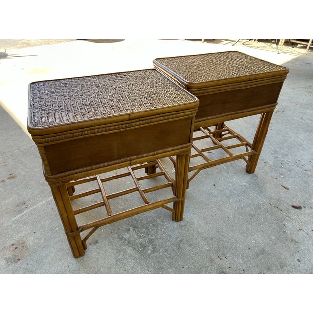 Vintage Rattan Nigthstands - Pair For Sale - Image 4 of 5