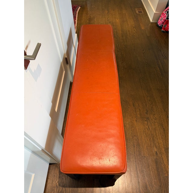 Room & Board Orange Leather Bench by Room & Board For Sale - Image 4 of 8