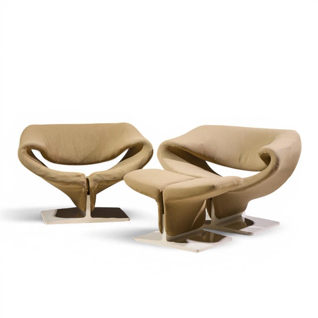 Mid-Century Modern Pierre Paulin for Artifort Mid Century Ribbon Chairs With Ottoman For Sale - Image 3 of 12