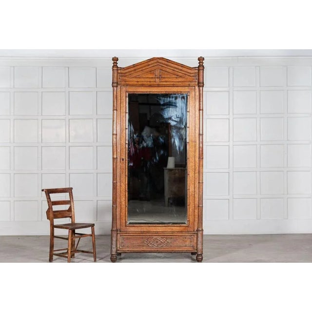 19th Century French Faux Bamboo Walnut Mirror, 1870s For Sale - Image 4 of 13