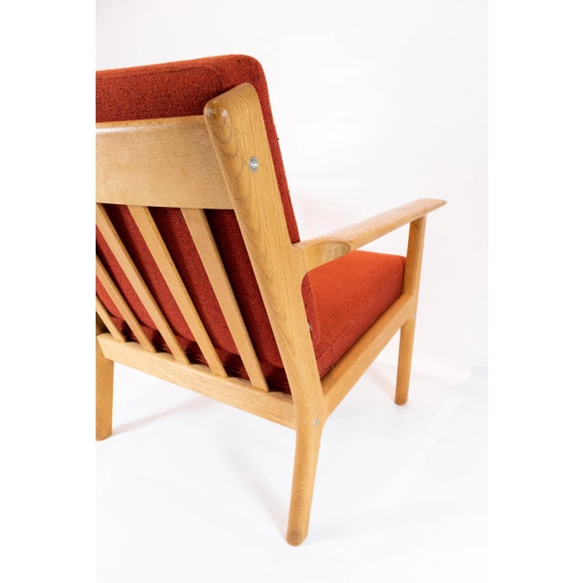 Oak and Red Wool Easy Chair by Hans J. Wegner for Getama, 1960s For Sale - Image 14 of 15