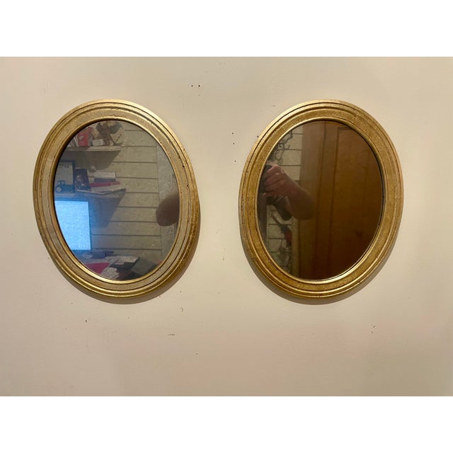 Pair of Vintage Gilt Oval Mirrors For Sale In New York - Image 6 of 11