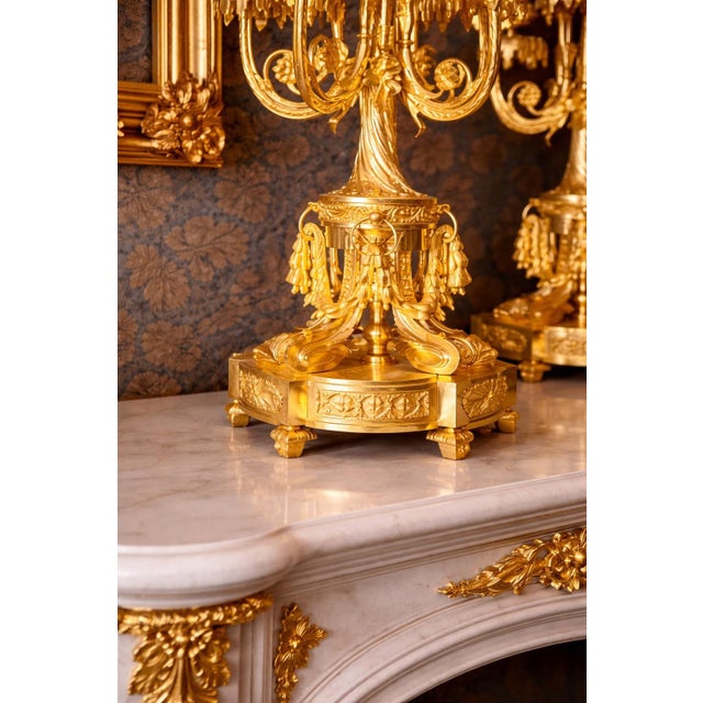 1860 Ad Mougin Louis XVI Gilt Bronze Clock Garniture - 3 Pc. For Sale - Image 15 of 18