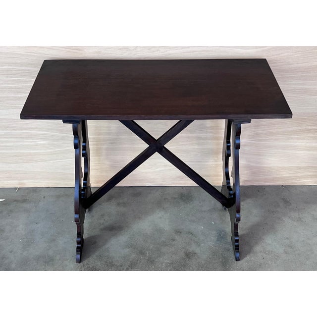 19th Century Ebonized Baroque Spanish Side Table with Lyre Legs For Sale - Image 18 of 18