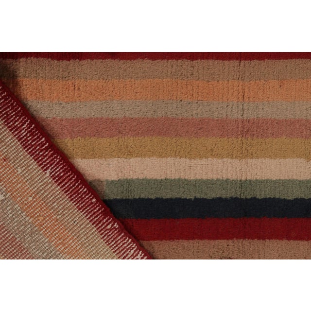 Textile 1960s Vintage Rug in Polychromatic Stripes For Sale - Image 7 of 7