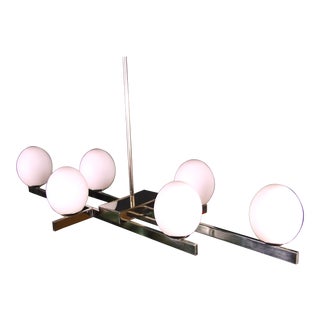 Jacques Adnet Style Chrome Chandelier For Sale