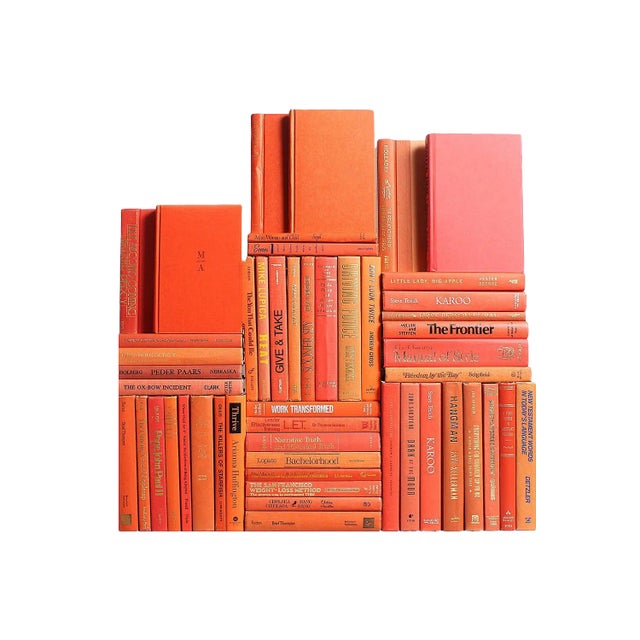 Decorative Books - Grove Book Wall - Set of 50 Orange Books For Sale