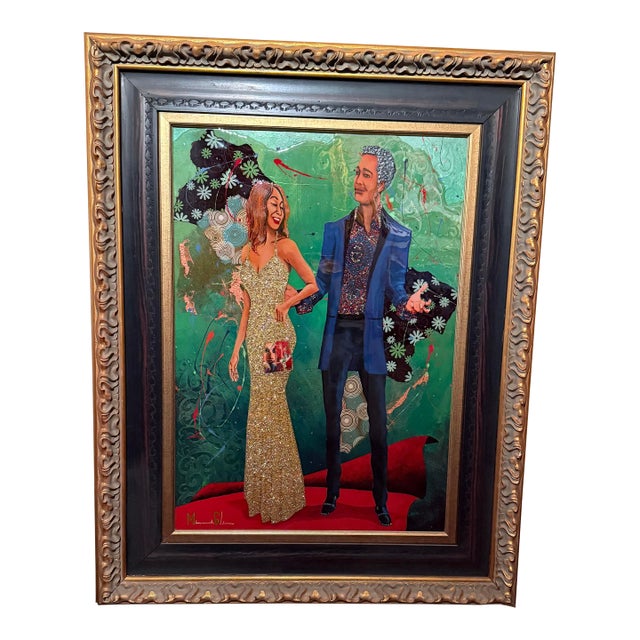 Contemporary Glynn Marcus “Nite the Carpet Was Red” 56th Grammy Awards Series Mixed Media Painting on Board Signed For Sale