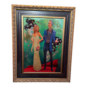 Contemporary Glynn Marcus “Nite the Carpet Was Red” 56th Grammy Awards Series Mixed Media Painting on Board Signed