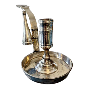 Early 20th Century Silver Plate Chamber Stick With Attached Snuffer