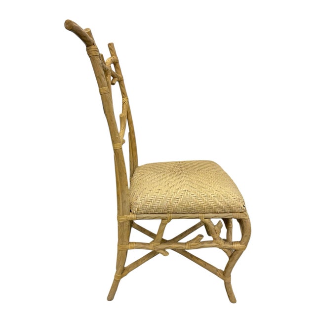 Wood Late 20th Century Architectural Faux Bois Rattan Side Chair For Sale - Image 7 of 12
