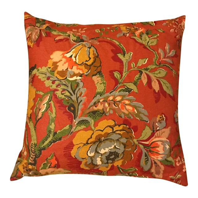 Pottery Barn Burnt Orange Floral Pillow Chairish