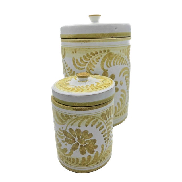 1970s 1970s Italian Majolica Canisters, Set of 2 For Sale - Image 5 of 13