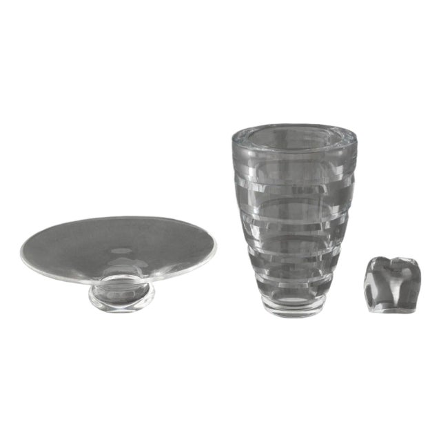 Baccarat, Etc. Clear Crystal Vessels, 3 For Sale