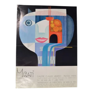 Marianne Wild Feldner “MaWi” Exhibition Poster Paris 1975 Galerie Claude Hemery