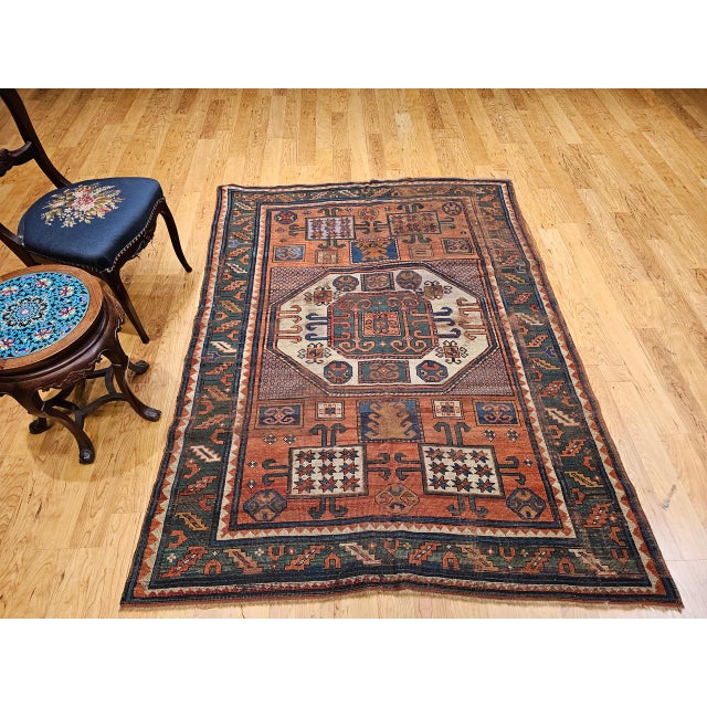 Antique Karachov Kazak Area Rug, Hand-Knotted Wool, Caucasus, 1800s, 5’ x 7’ For Sale - Image 16 of 18