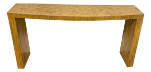 Ron Seff Marquetry Inlay Raffia Wood Console