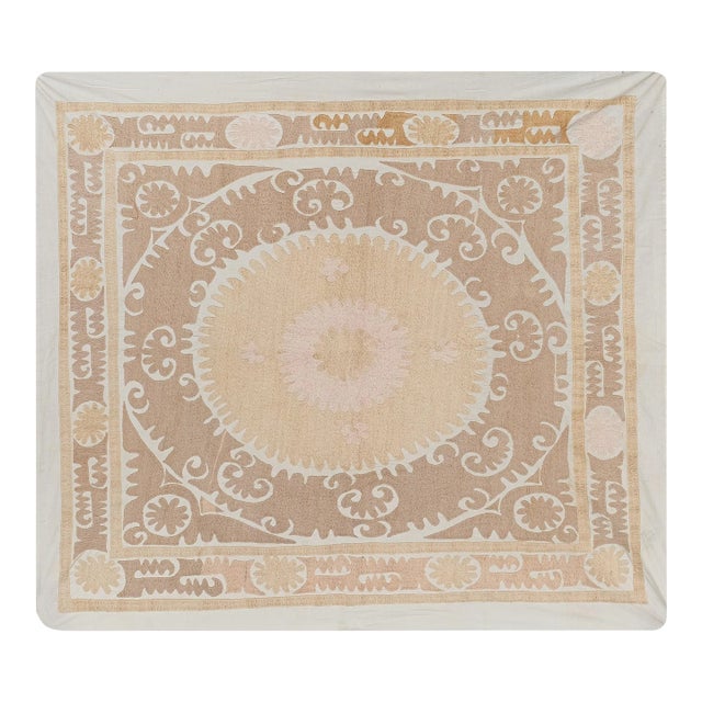 1960s Handmade Pastel Suzani Textile Art For Sale