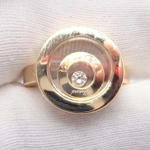 Chopard Yellow Gold Diamond Double Circle Happy Spirit Ring, Size 6.75 For Sale - Image 12 of 12