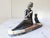 Metal Art Deco Sculpture of Woman and Her Dog, 1930 For Sale - Image 7 of 13