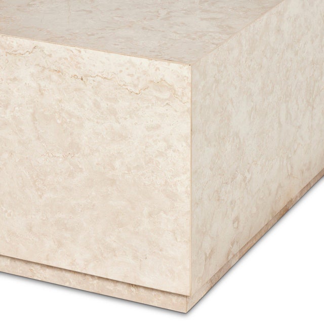 Four Hands Oakland Outdoor Rectangular Coffee Table - Outdoor Cream Marble For Sale - Image 9 of 9