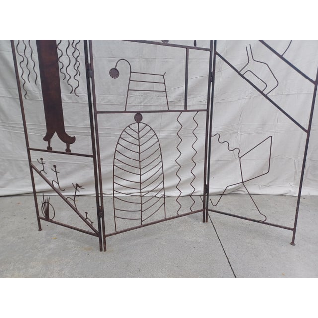 Metal 20th Century Modernist Hieroglyphic Iron Room Divider For Sale - Image 7 of 13