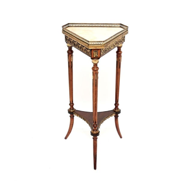 A beautiful antique French marble top occasional side table / plant stand. This was made in France and dates from around...