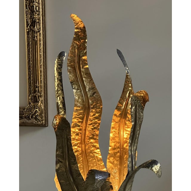 Mid-Century Modern Brass Floor Lamp attributed to Henri Fernandez for Maison Honoré, 1970s For Sale - Image 3 of 7