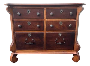 Ralph Lauren Style Mahogany & Pine Romweber European Shaped Chest of Drawers or File Cabinet