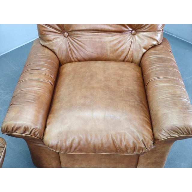 Cognac Buffalo Leather Lounge Armchairs from Arcon Italia, 1970s, Set of 2 For Sale - Image 10 of 18