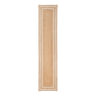 White Jute Braided Handmade Bohemian Runner - 3x32.5 Ft. For Sale