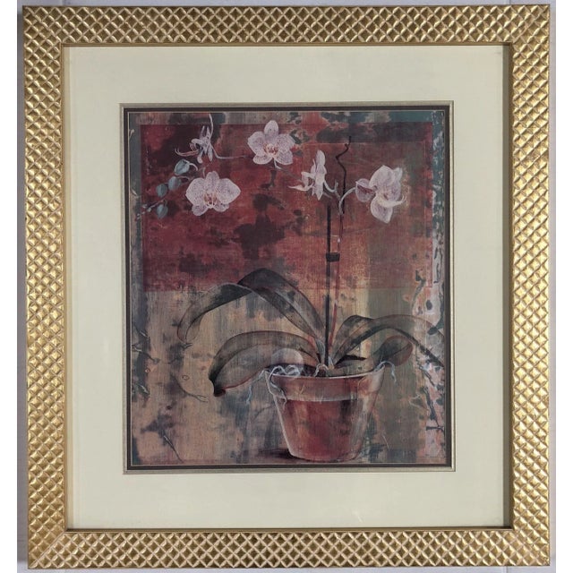 1990s 1990s Abstract Orchid in Vase Still-Life Giclée Print in Gold Frame For Sale - Image 5 of 5